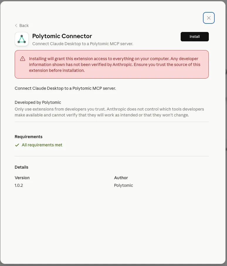 Installing the Polytomic Connector in Claude Desktop